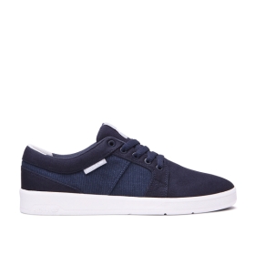 Supra Mens INETO Low Top Shoes Navy/white | US-73280